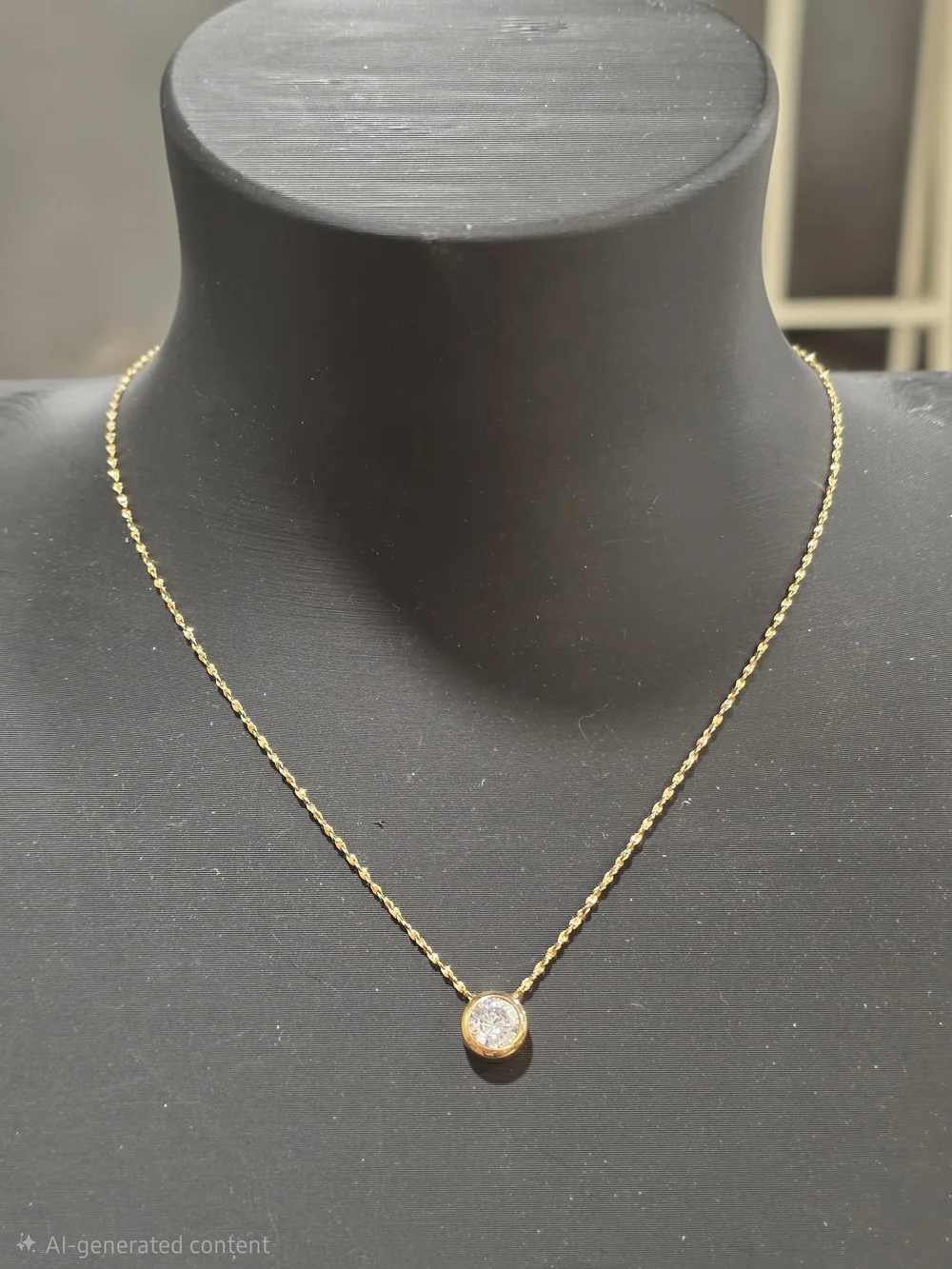 Avon Gold-Tone Necklace with Clear Round Stone - Picture 1 of 6